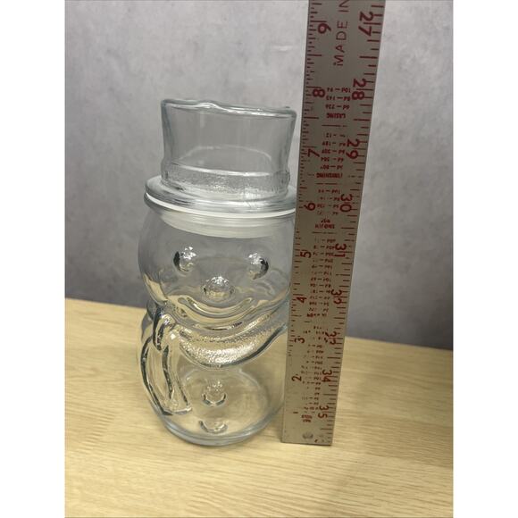 Libbey Snowman Glass Candy/Sugar/Flour Jar Lidded Holiday Christmas Container - Picture 3 of 7